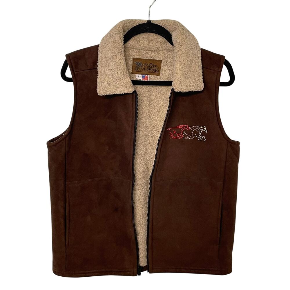 Bear Ridge Womens Vest Fleece Lined Brown S Made in USA Horses Equestrian